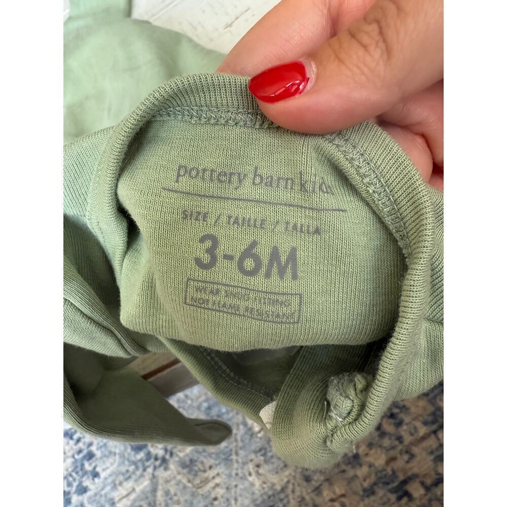 Pottery Barn Kids Baby Green So Franken Cute Organic Cotton Onepiece Size 3-6 M - Picture 6 of 6